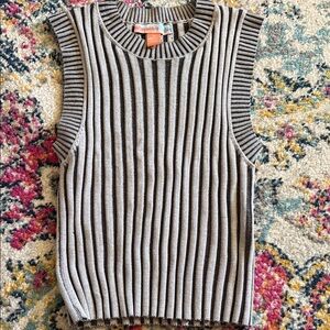Striped Gray Sleeveless Tank Top